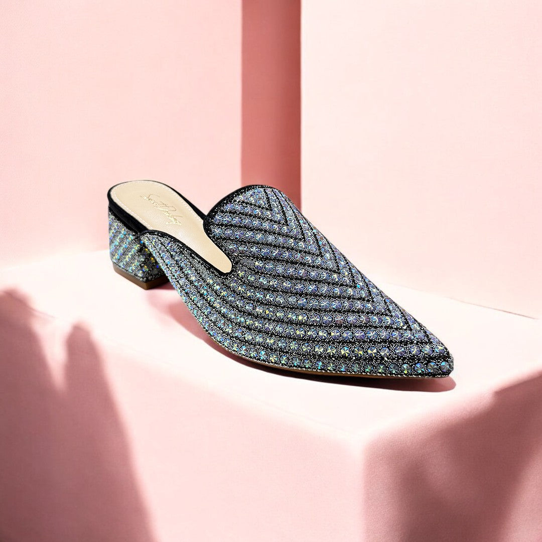 Rhinestone Nagra Semi Box Heel-730