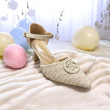 Women Pointed Toe Deco Pencil Heel-801