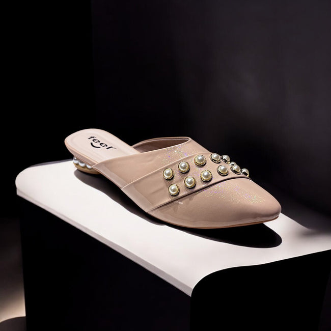 Nagra Semi Heel With Pearls-722 Main Image