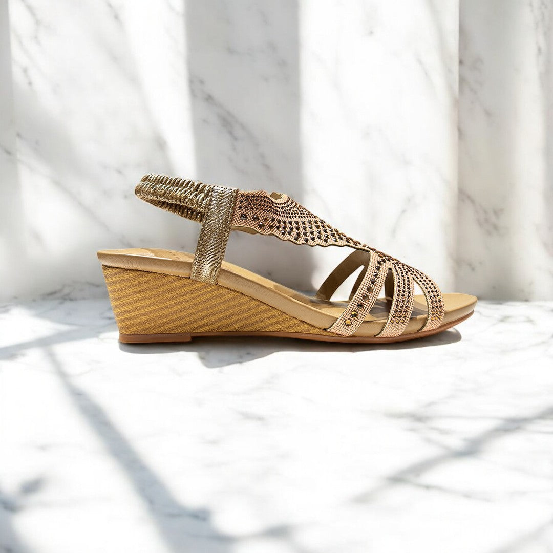 Rhinestone Wedge Heel Sandal-776