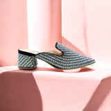 Rhinestone Nagra Semi Box Heel-730