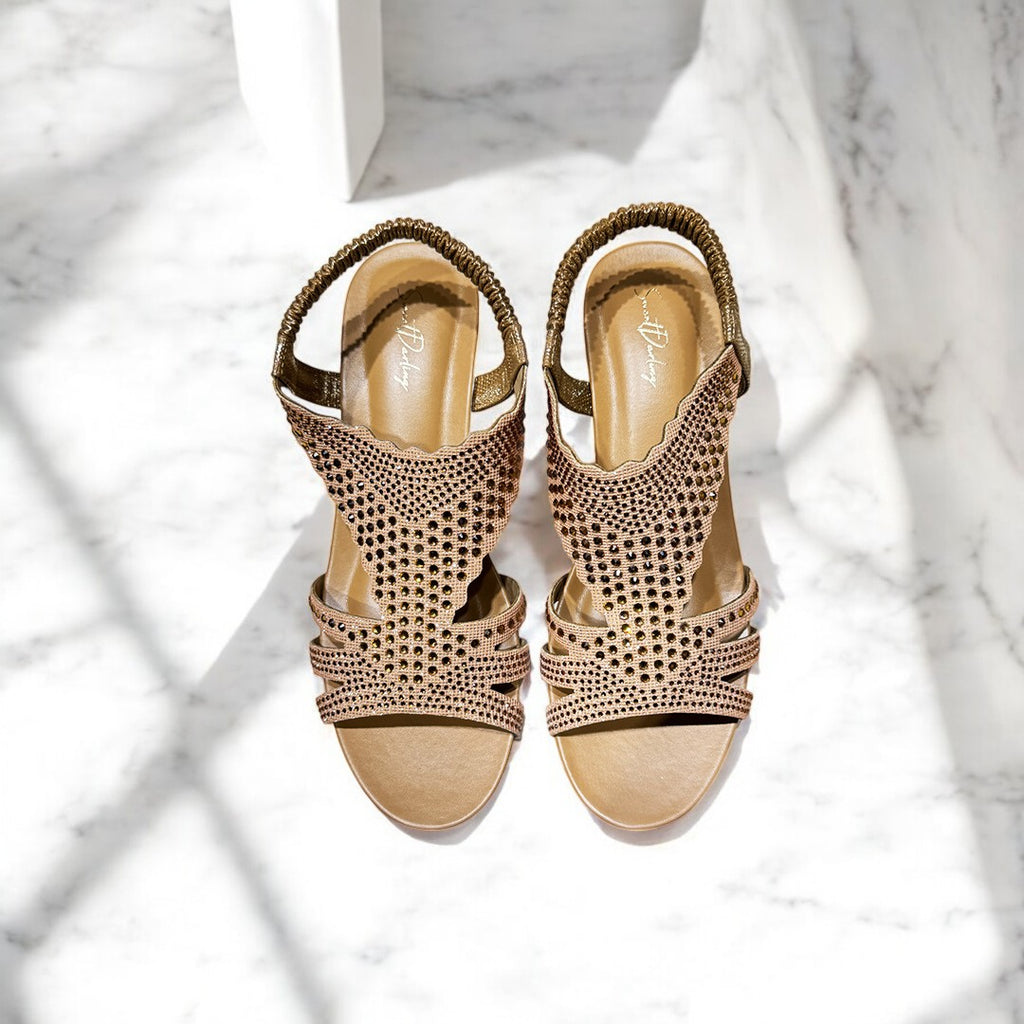 Rhinestone Wedge Heel Sandal-776