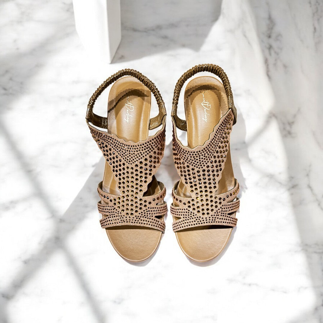 Rhinestone Wedge Heel Sandal-776