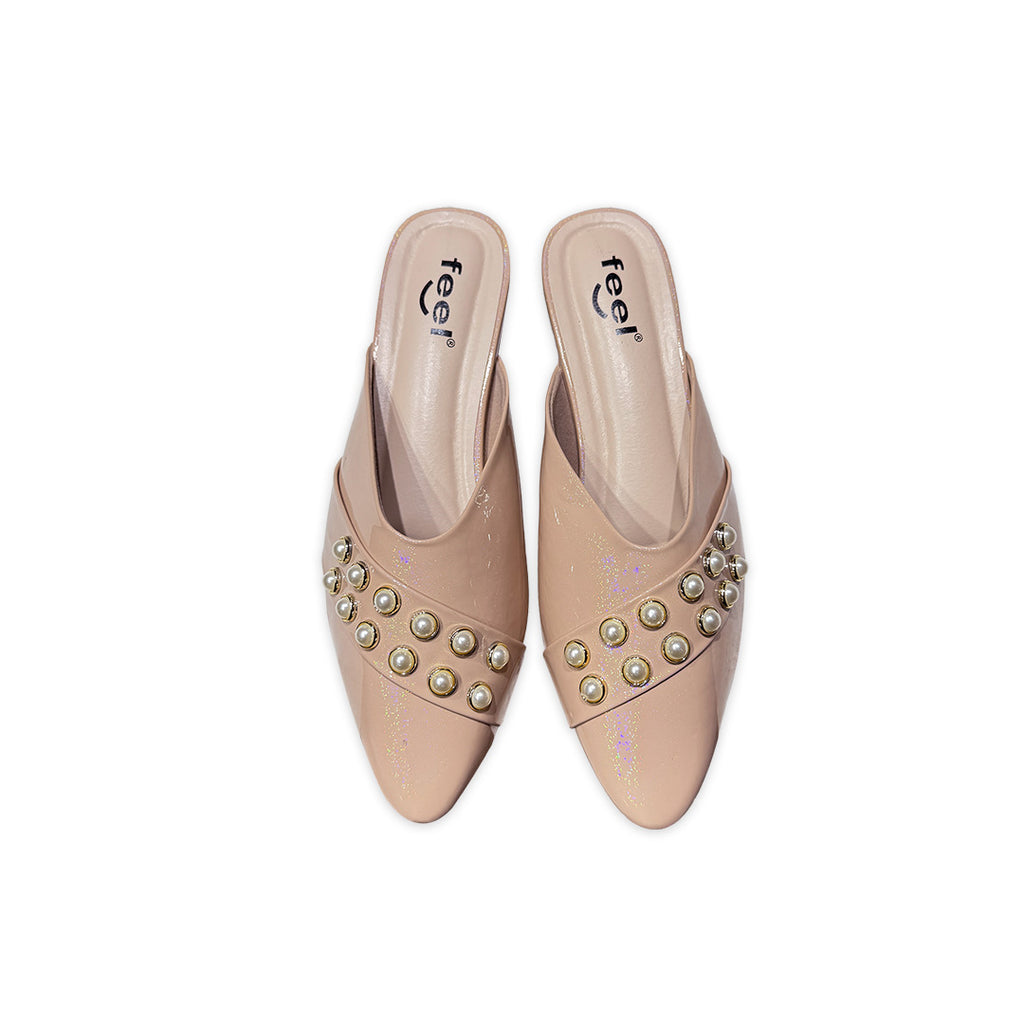 Nagra Semi Heel With Pearls-722