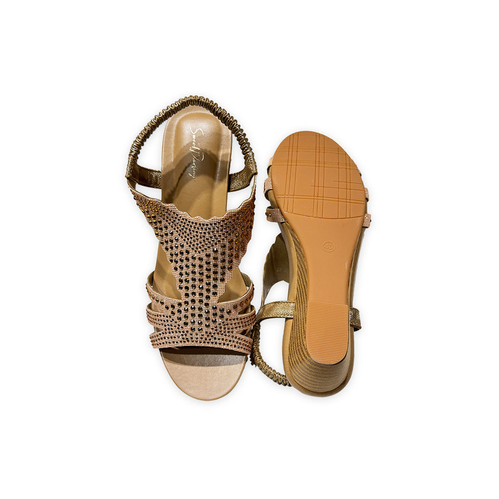Rhinestone Wedge Heel Sandal-776