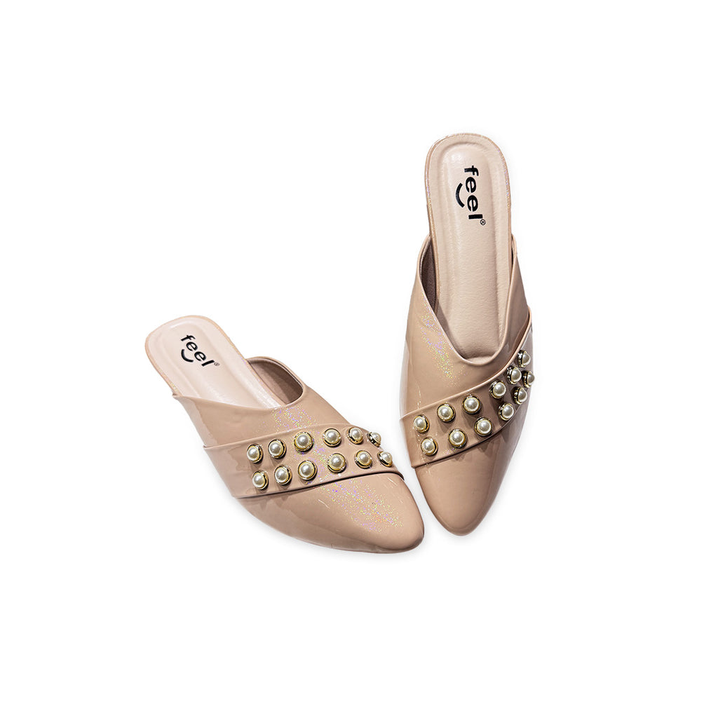 Nagra Semi Heel With Pearls-722