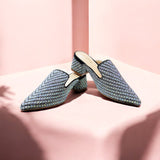 Rhinestone Nagra Semi Box Heel-730