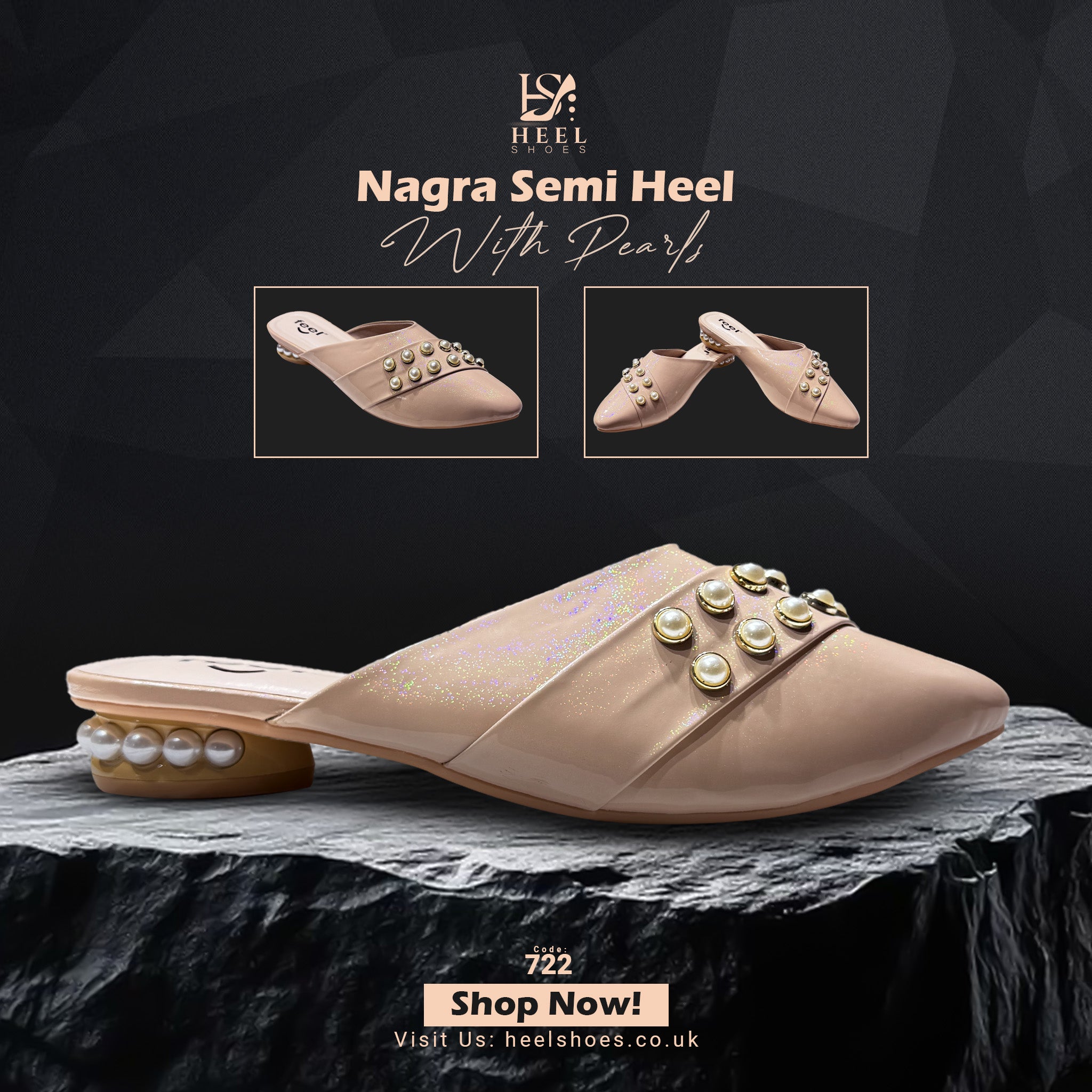 Nagra Semi Heel With Pearls-722