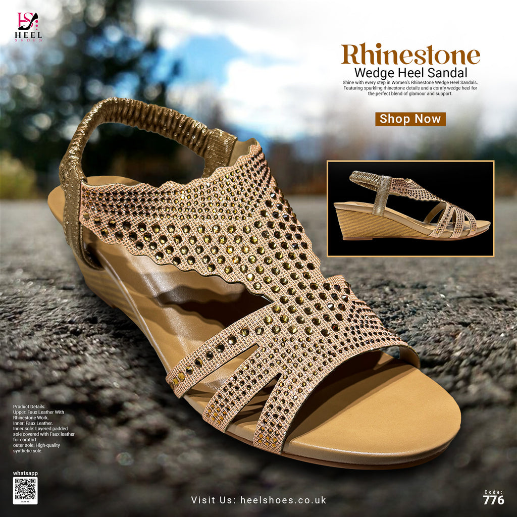 Rhinestone Wedge Heel Sandal-776
