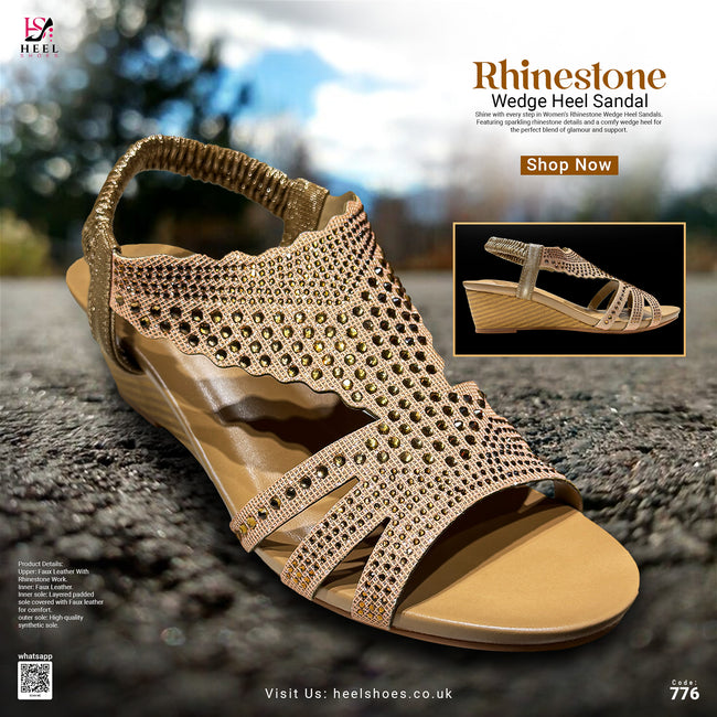 Rhinestone Wedge Heel Sandal-776 Hover Image