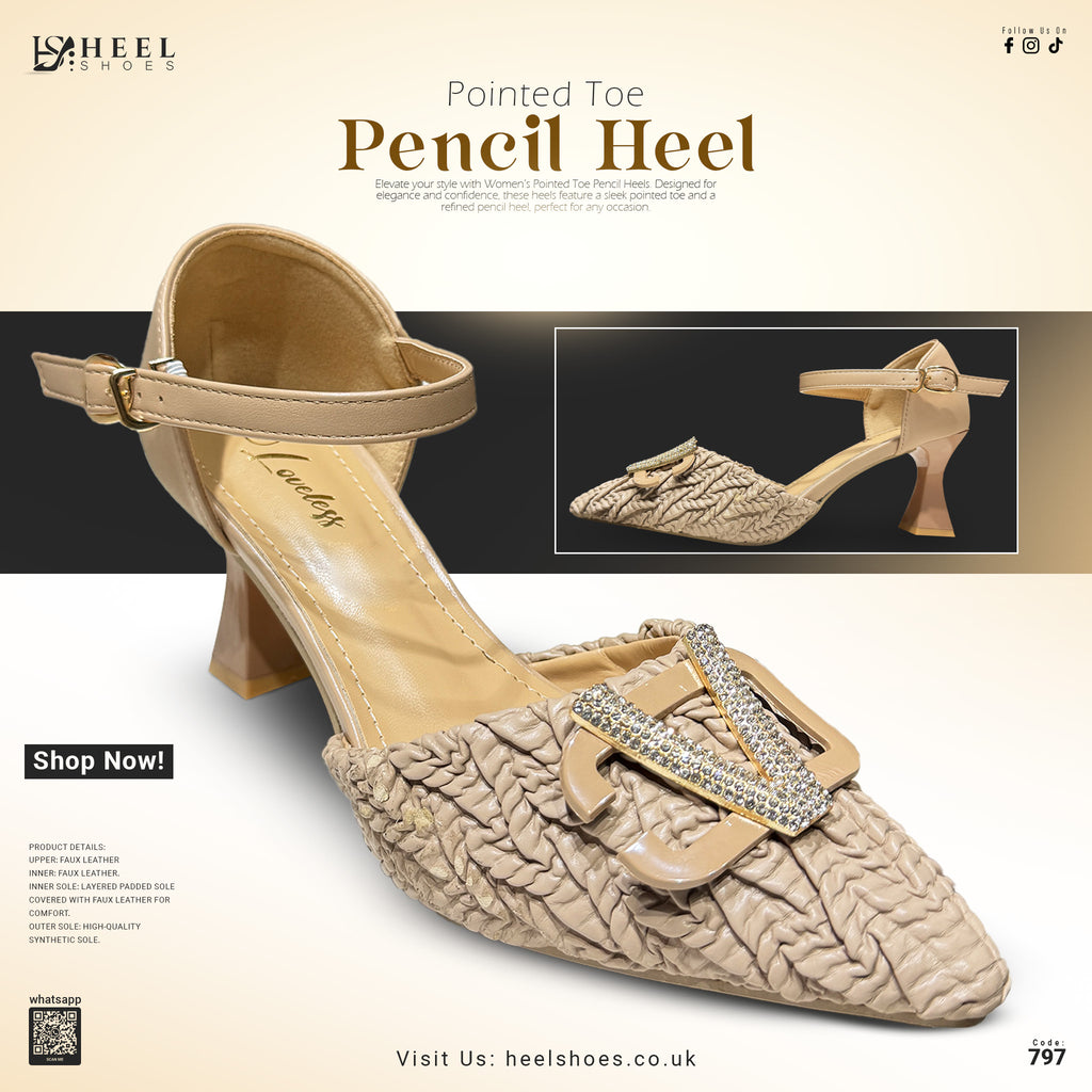 Women Pointed Toe Pencil Heel-797