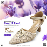 Women Pointed Toe Deco Pencil Heel-801
