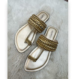 Embellished Toe-Ring Ethnic Flats-813