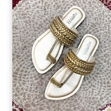 Embellished Toe-Ring Ethnic Flats-813