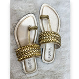 Embellished Toe-Ring Ethnic Flats-813