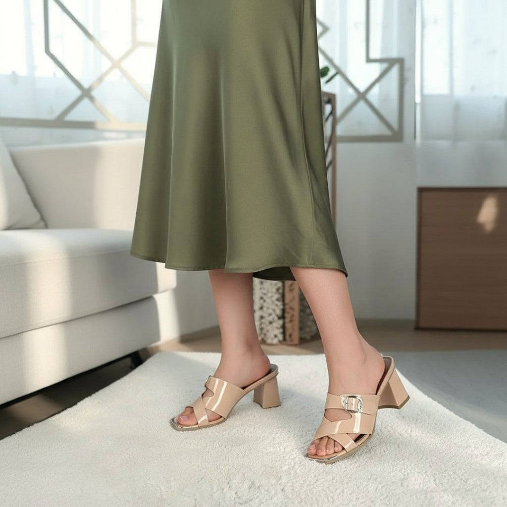 Open-Toe Cross-Strap Heel-1041