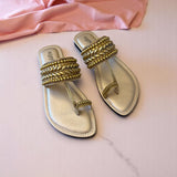 Embellished Toe-Ring Ethnic Flats-813