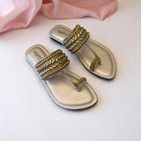 Embellished Toe-Ring Ethnic Flats-813