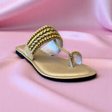 Embellished Toe-Ring Ethnic Flats-813