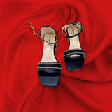 Women Box Heel Ankle Knot-840
