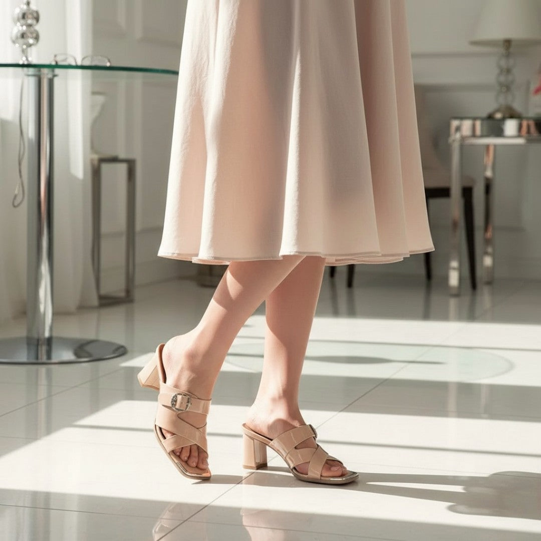 Open-Toe Cross-Strap Heel-1041