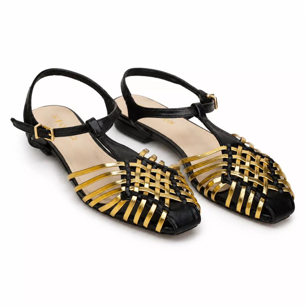 Zara Metallic Effect Cage Sandals-1076