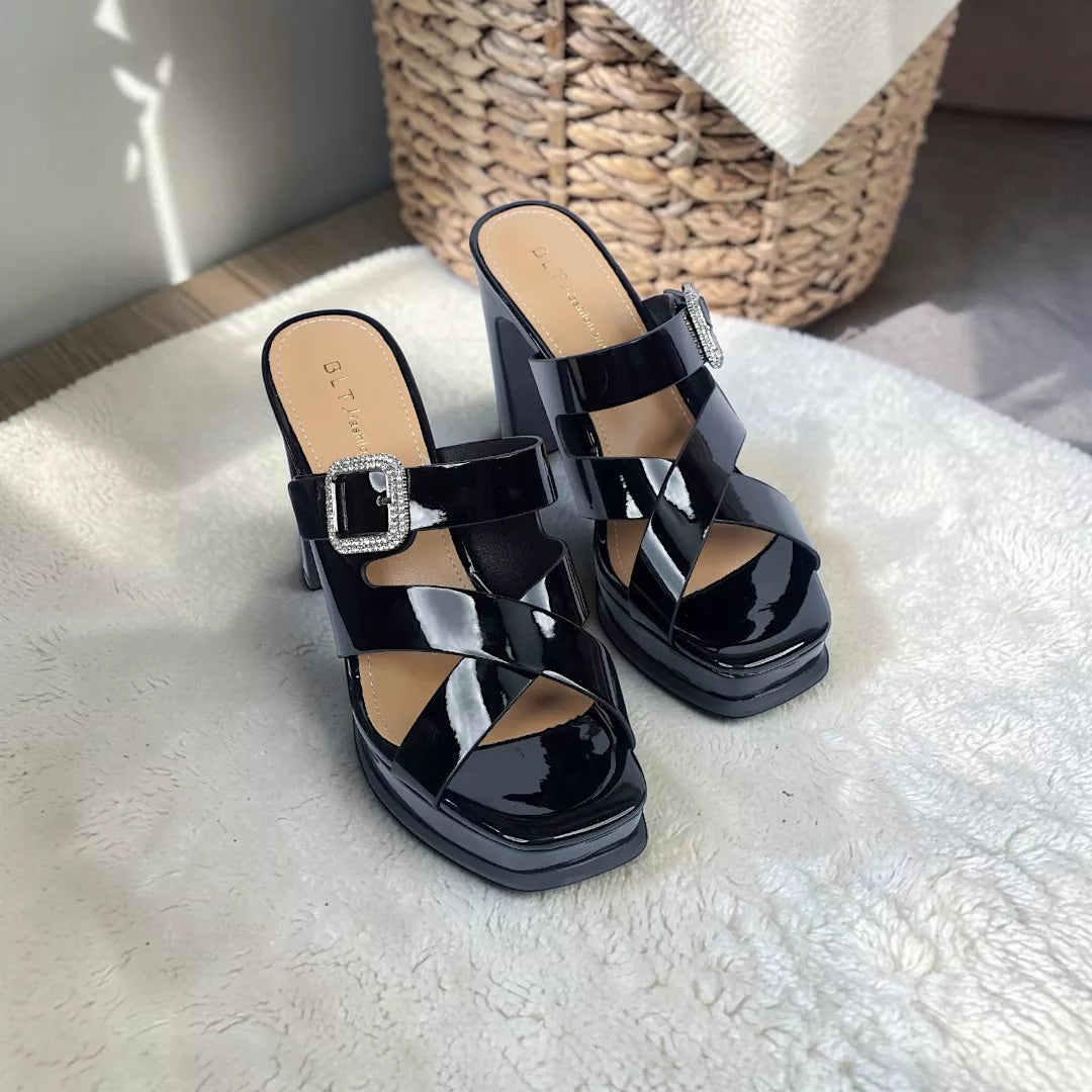 Open-Toe Cross-Strap Heel-1040