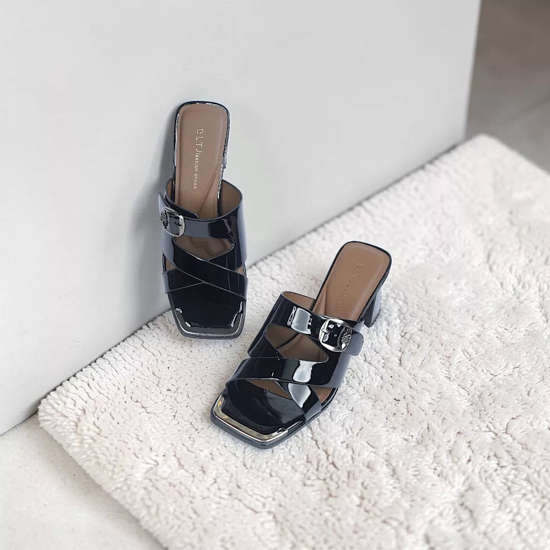 Open-Toe Cross-Strap Heel-1042