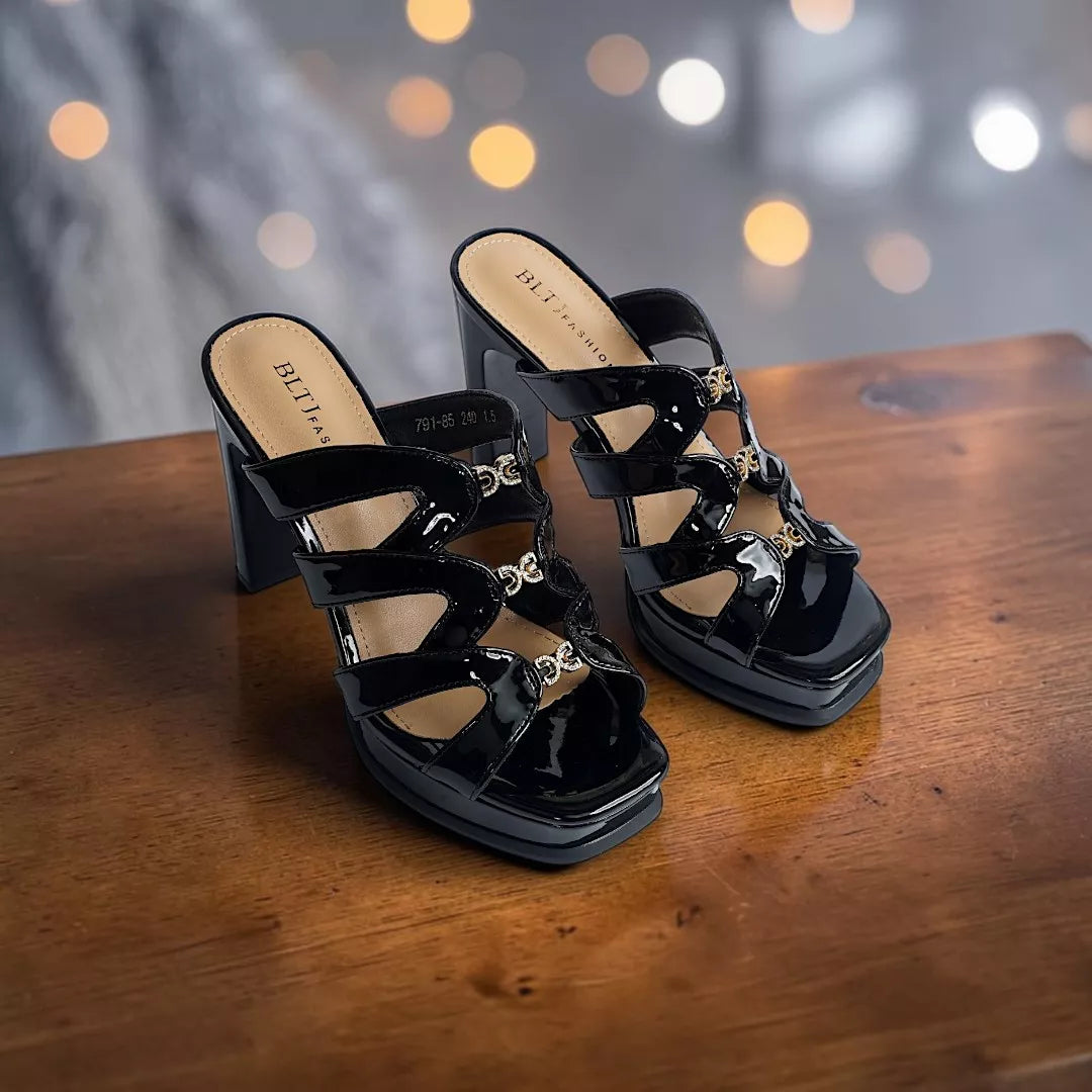 Patent Chunky Heel-1053
