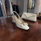 Square-Toe Sling Back Pumps-1031