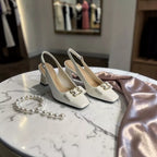 Square-Toe Sling Back Pumps-1031