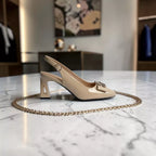 Square-Toe Sling Back Pumps-1032