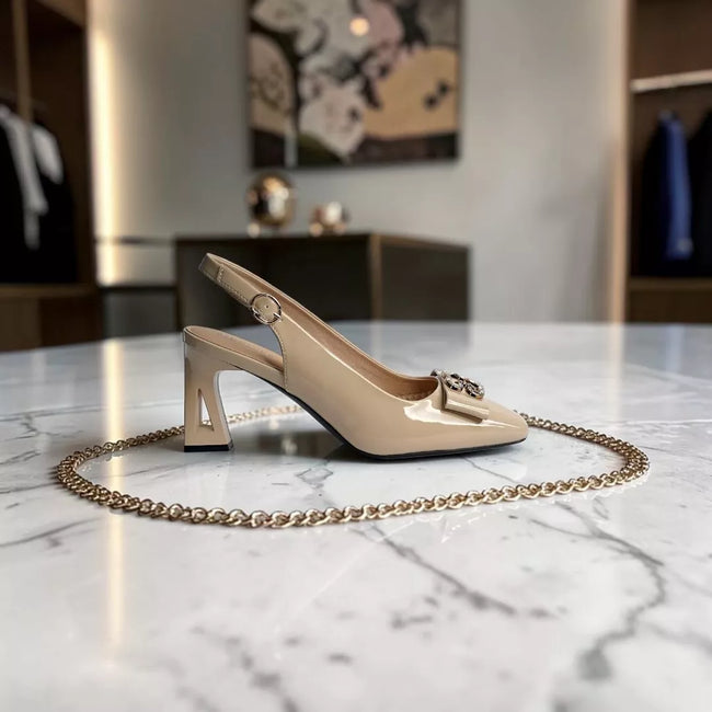 Square-Toe Sling Back Pumps-1032 Hover Image