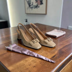 Square-Toe Sling Back Pumps-1032