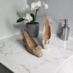 Square-Toe Sling Back Pumps-1031