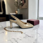 Square-Toe Sling Back Pumps-1033