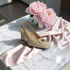 Square-Toe Sling Back Pumps-1033