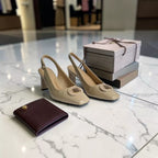 Square-Toe Sling Back Pumps-1033