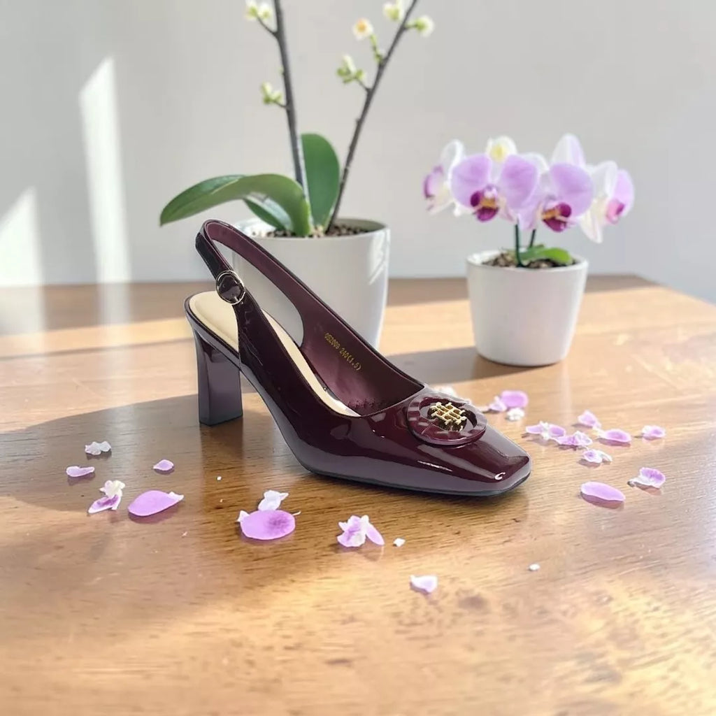 Square-Toe Sling Back Pumps-1034