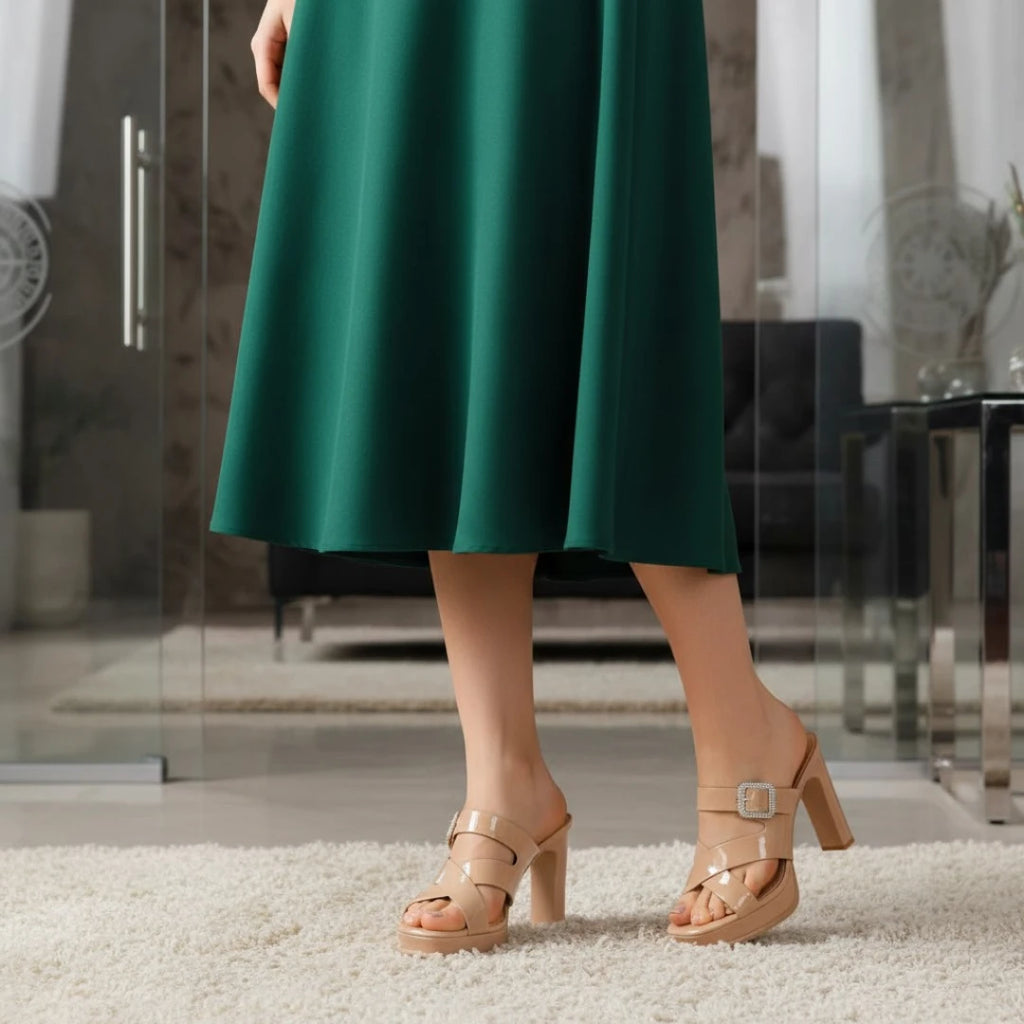 Open-Toe Cross-Strap Heel-1039