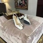 Square-Toe Sling Back Pumps-1031