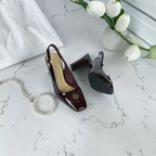 Square-Toe Sling Back Pumps-1034