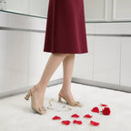Square-Toe Sling Back Pumps-1032