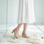Square-Toe Sling Back Pumps-1033