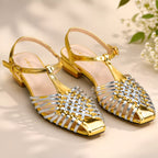 Zara Metallic Effect Cage Sandals-1077