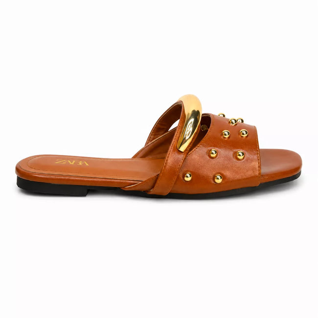 Zara Studded Flat Sandal-1093 Hover Image