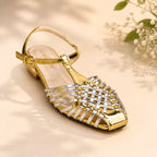 Zara Metallic Effect Cage Sandals-1077
