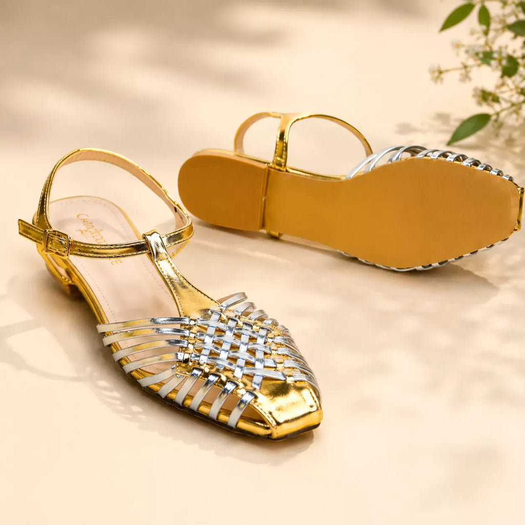 Zara Metallic Effect Cage Sandals-1077