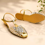 Zara Metallic Effect Cage Sandals-1077
