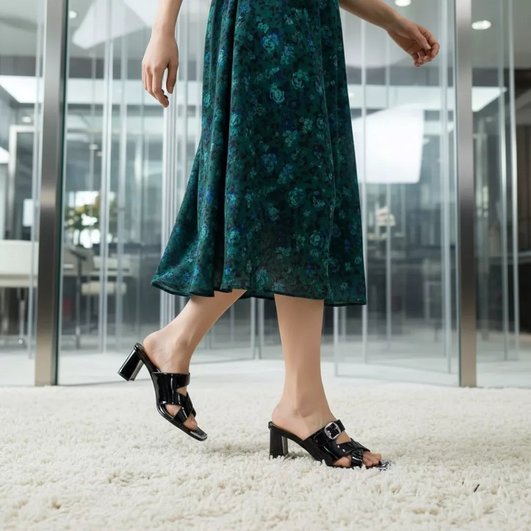 Open-Toe Cross-Strap Heel-1042